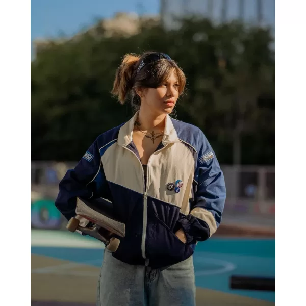 Aelfric Eden Mens Motorcycle Jackets Varsity Jacket Vintage Letter Print Patchwork Jacket Beige Oversized Overcoats643blue