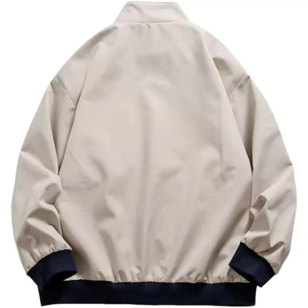 Aelfric Eden Mens Motorcycle Jackets Varsity Jacket Vintage Letter Print Patchwork Jacket Beige Oversized Overcoats644beige