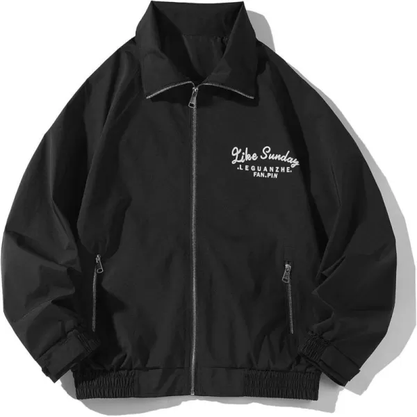 Aelfric Eden Mens Motorcycle Jackets Varsity Jacket Vintage Letter Print Patchwork Jacket Beige Oversized OvercoatsW02black