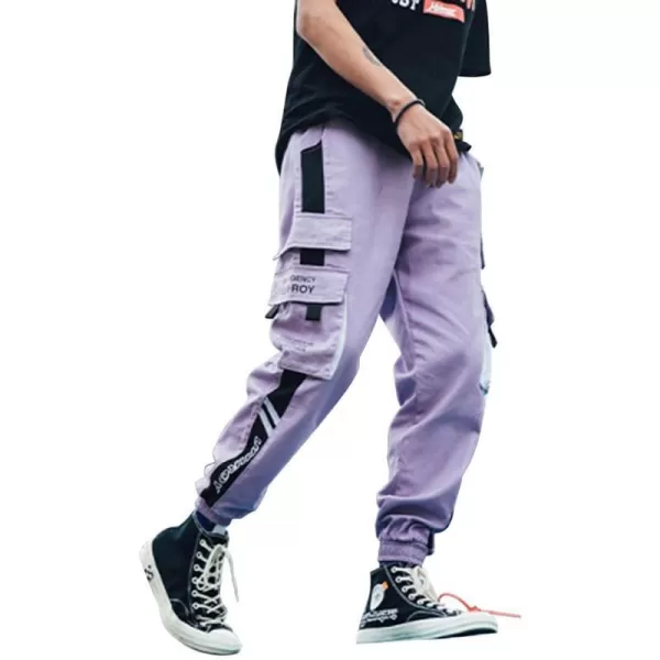 Aelfric Eden Mens Techwear Joggers Pants Long MultiPockets Outdoor Fashion Casual Jogging Cool Pant23purple