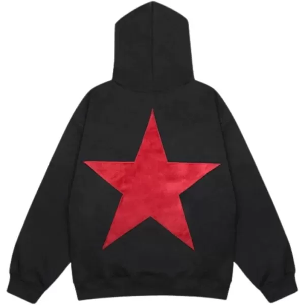 Aelfric Eden Star Graphic Y2k Hoodies Mens Oversized Zip Up Hoodies Aesthetic Womens Sweatshirt Hooded Pullover Tops15black