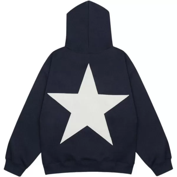 Aelfric Eden Star Graphic Y2k Hoodies Mens Oversized Zip Up Hoodies Aesthetic Womens Sweatshirt Hooded Pullover Tops15navy Blue