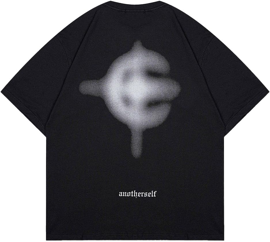 Aelfric Eden Mens Vintage Oversized Tee Shirts Doggy Graphic Print Crewneck Crop Tops Streetwear Cotton Short Sleeve02black