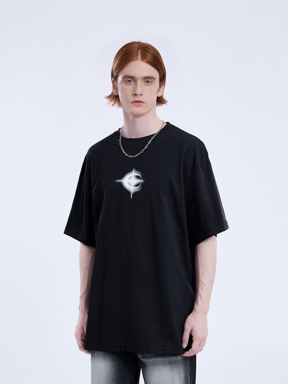 Aelfric Eden Mens Vintage Oversized Tee Shirts Doggy Graphic Print Crewneck Crop Tops Streetwear Cotton Short Sleeve02black
