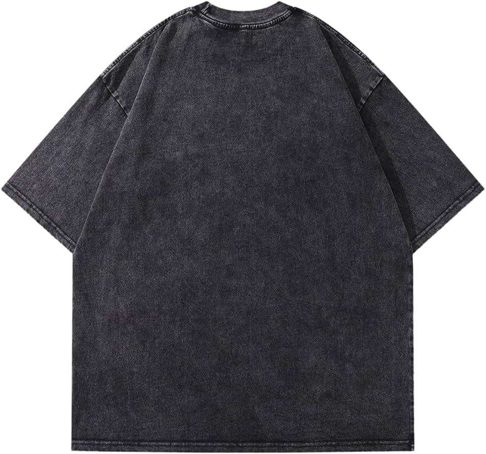 Aelfric Eden Mens Vintage Oversized Tee Shirts Doggy Graphic Print Crewneck Crop Tops Streetwear Cotton Short Sleeve1484black