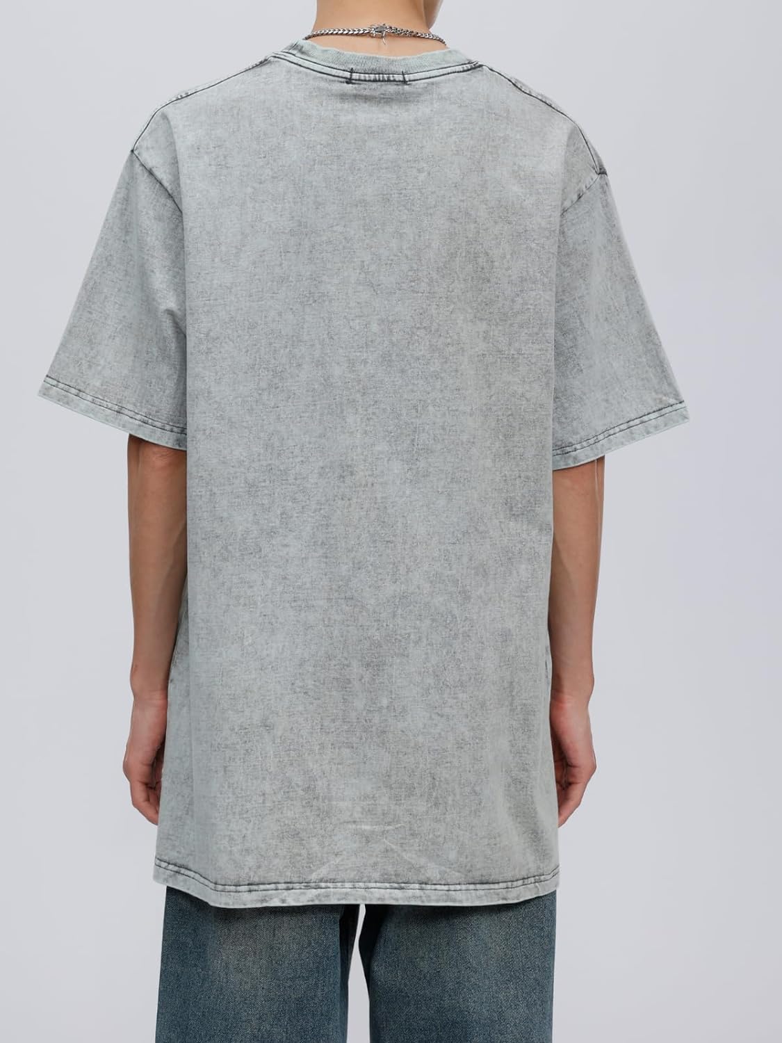Aelfric Eden Mens Vintage Oversized Tee Shirts Doggy Graphic Print Crewneck Crop Tops Streetwear Cotton Short Sleeve58grey