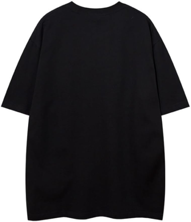 Aelfric Eden Mens Vintage Oversized Tee Shirts Doggy Graphic Print Crewneck Crop Tops Streetwear Cotton Short SleeveAa01black