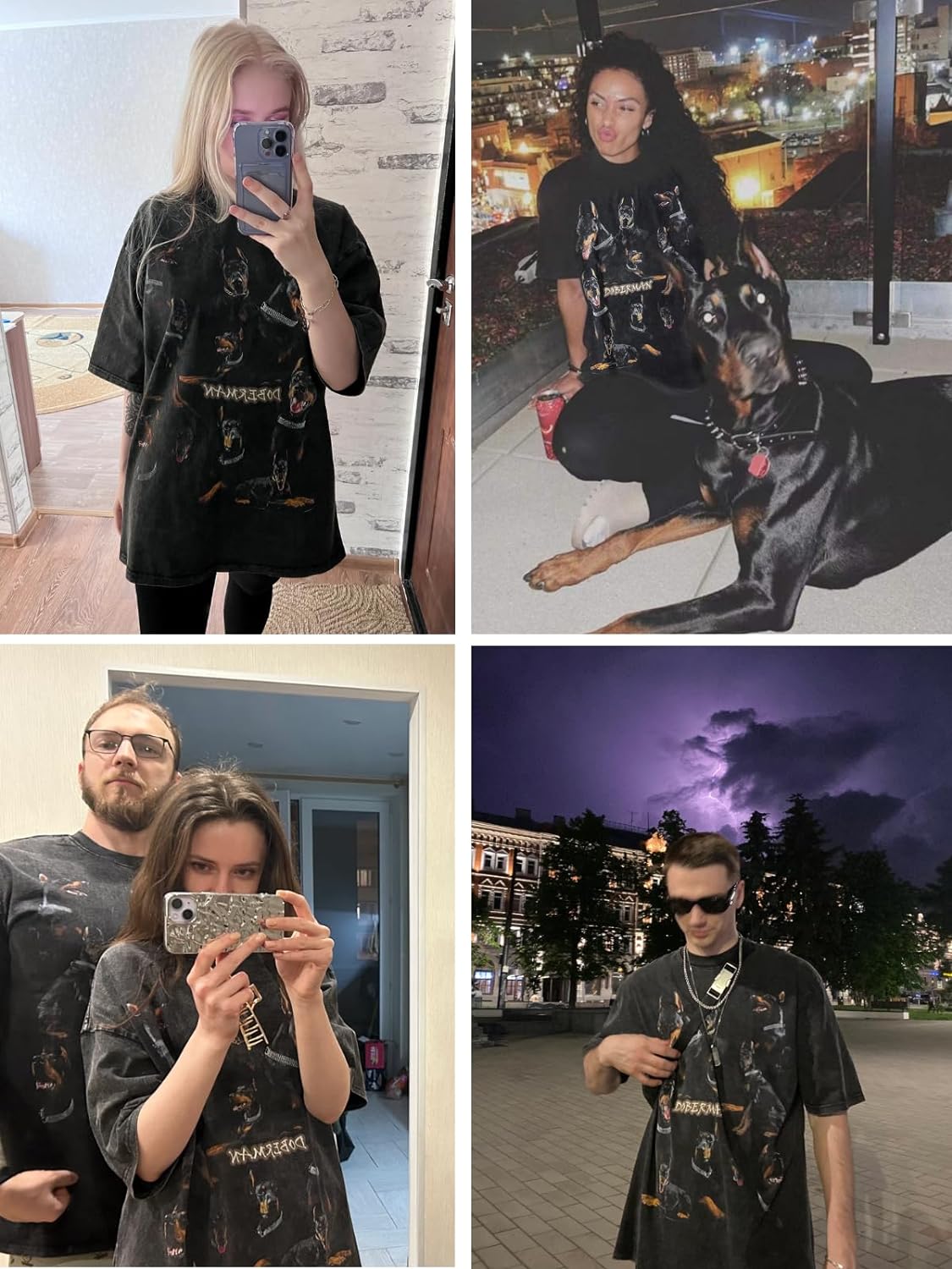 Aelfric Eden Mens Vintage Oversized Tee Shirts Doggy Graphic Print Crewneck Crop Tops Streetwear Cotton Short SleeveBlack19