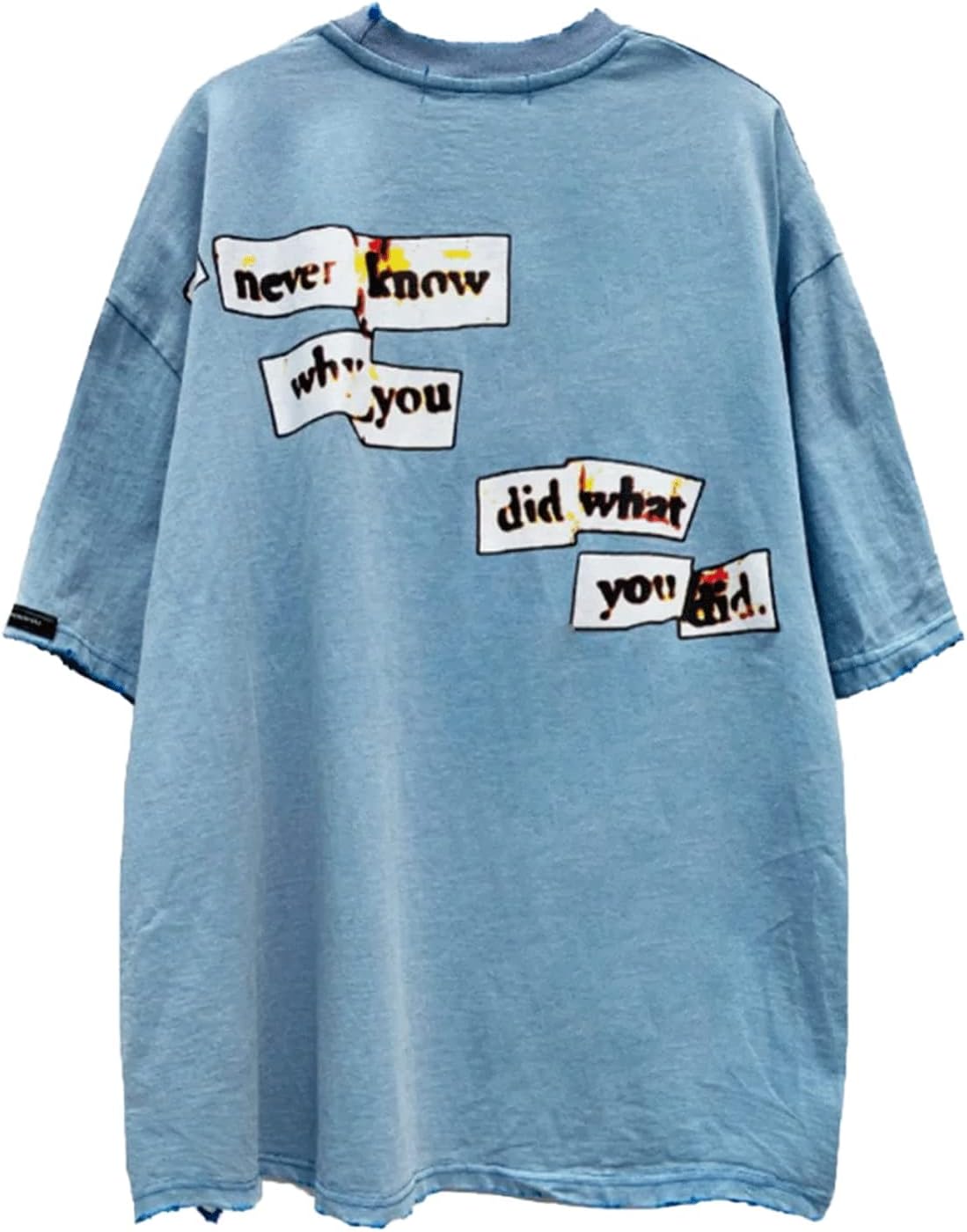 Aelfric Eden Mens Vintage Oversized Tee Shirts Doggy Graphic Print Crewneck Crop Tops Streetwear Cotton Short SleeveBlue37