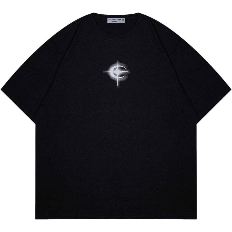 Aelfric Eden Mens Vintage Oversized Tee Shirts Doggy Graphic Print Crewneck Crop Tops Streetwear Cotton Short Sleeve02black