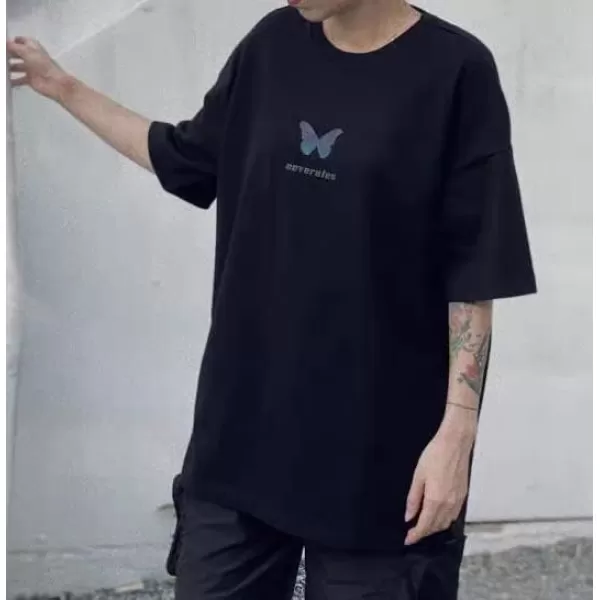 Aelfric Eden Butterfly Graphic Tees Y2k Mens Oversized T Shirts Women Vintage Streetwear Shirts Aesthetic Shirts117black