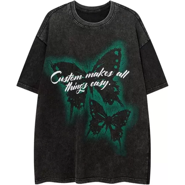 Aelfric Eden Butterfly Graphic Tees Y2k Mens Oversized T Shirts Women Vintage Streetwear Shirts Aesthetic Shirts29black