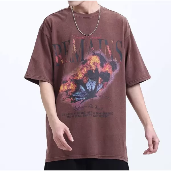 Aelfric Eden Butterfly Graphic Tees Y2k Mens Oversized T Shirts Women Vintage Streetwear Shirts Aesthetic Shirts31brown