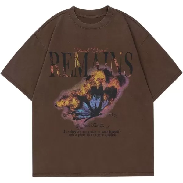 Aelfric Eden Butterfly Graphic Tees Y2k Mens Oversized T Shirts Women Vintage Streetwear Shirts Aesthetic Shirts31brown