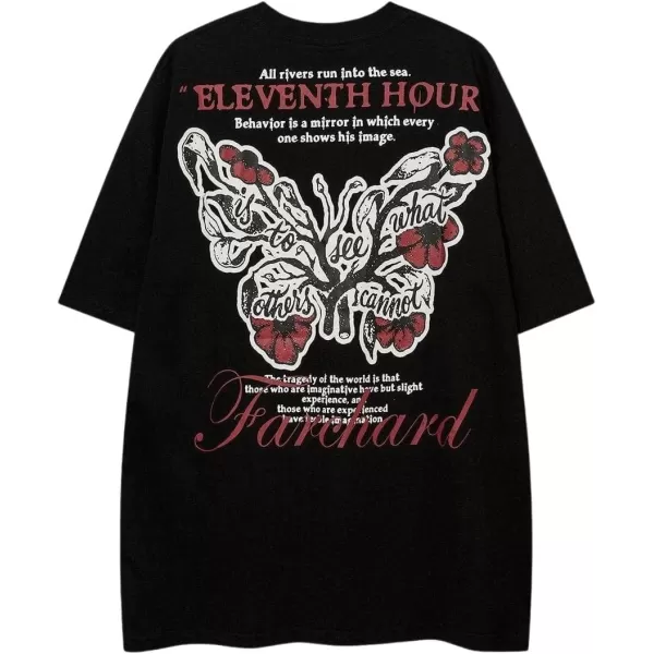 Aelfric Eden Butterfly Graphic Tees Y2k Mens Oversized T Shirts Women Vintage Streetwear Shirts Aesthetic Shirts36black