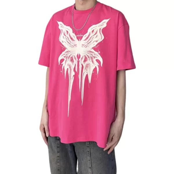 Aelfric Eden Butterfly Graphic Tees Y2k Mens Oversized T Shirts Women Vintage Streetwear Shirts Aesthetic Shirts48pink