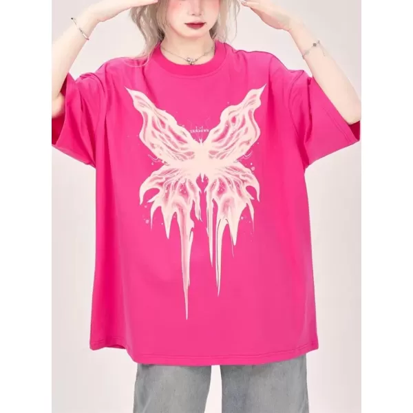 Aelfric Eden Butterfly Graphic Tees Y2k Mens Oversized T Shirts Women Vintage Streetwear Shirts Aesthetic Shirts48pink