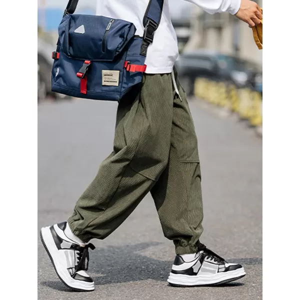 Aelfric Eden Mens Cargo Pants Patchwork MultiPockets Outdoor Fashion Casual Jogger Pants Streetwear with DrawstringCgreen20