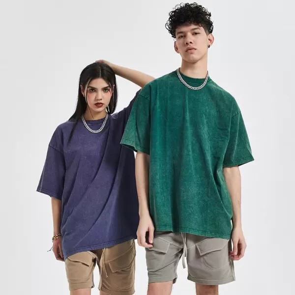 Aelfric Eden Mens Cotton Wash Solid TShirts Oversized Unisex Short Sleeve Streetwear Rap Hip Hop Basic Tee Tops03dark Purple