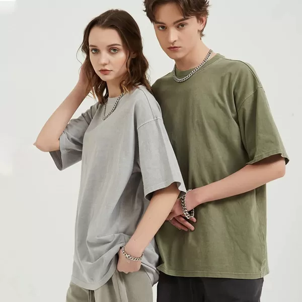 Aelfric Eden Mens Cotton Wash Solid TShirts Oversized Unisex Short Sleeve Streetwear Rap Hip Hop Basic Tee Tops20green