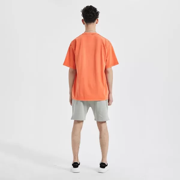 Aelfric Eden Mens Cotton Wash Solid TShirts Oversized Unisex Short Sleeve Streetwear Rap Hip Hop Basic Tee TopsX03orange