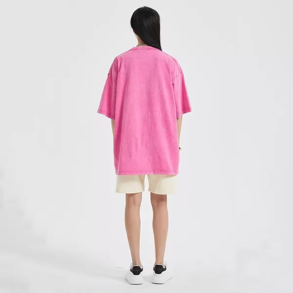 Aelfric Eden Mens Cotton Wash Solid TShirts Oversized Unisex Short Sleeve Streetwear Rap Hip Hop Basic Tee TopsX03pink