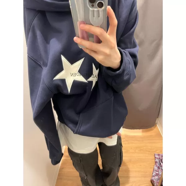 Aelfric Eden Mens Graphic Oversized Hoodie Cartoon Character Print Streetwear Casual hoodies y2k Hooded Sweatshirt1410dark Blue