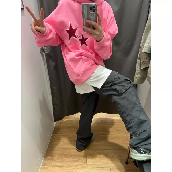 Aelfric Eden Mens Graphic Oversized Hoodie Cartoon Character Print Streetwear Casual hoodies y2k Hooded Sweatshirt1410pink