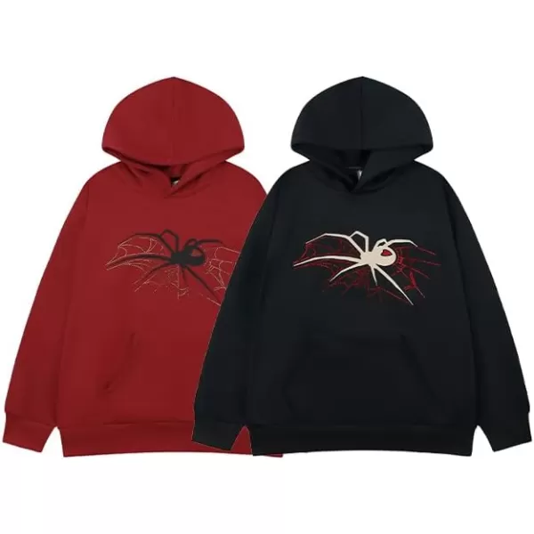 Aelfric Eden Mens Graphic Oversized Hoodie Cartoon Character Print Streetwear Casual hoodies y2k Hooded Sweatshirt1733red