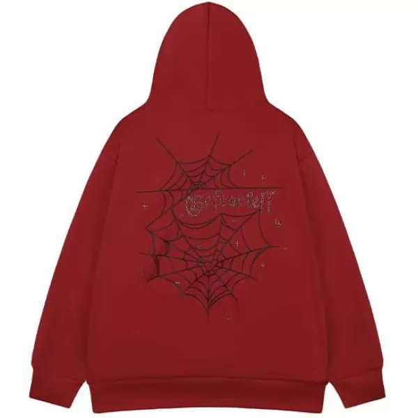 Aelfric Eden Mens Graphic Oversized Hoodie Cartoon Character Print Streetwear Casual hoodies y2k Hooded Sweatshirt1733red