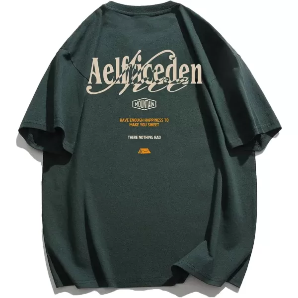 Aelfric Eden Mens Graphic Tee Vintage tees Oversized Streetwear T Shirts Unisex Letter Print Tshirt Casual Summer Tops03abb4green