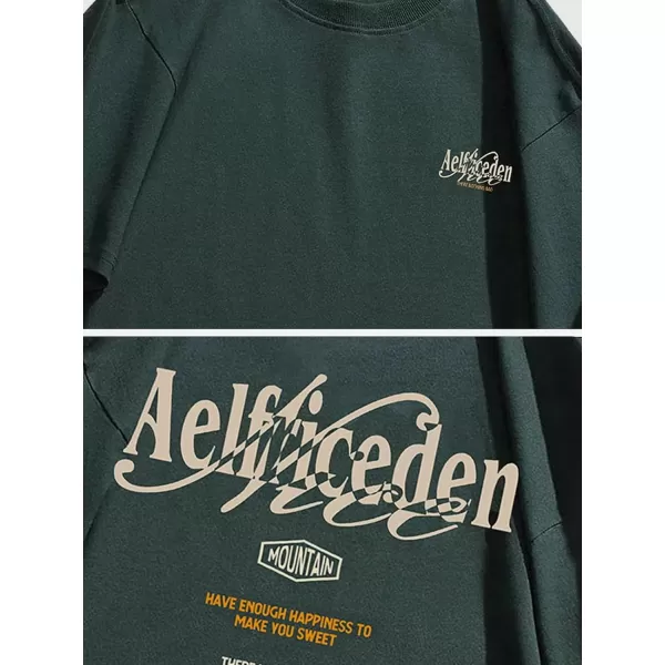 Aelfric Eden Mens Graphic Tee Vintage tees Oversized Streetwear T Shirts Unisex Letter Print Tshirt Casual Summer Tops03abb4green