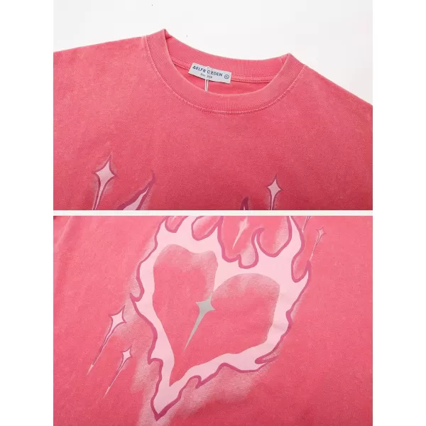 Aelfric Eden Mens Graphic Tee Vintage tees Oversized Streetwear T Shirts Unisex Letter Print Tshirt Casual Summer TopsL1pink