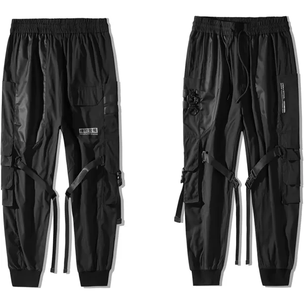 Aelfric Eden Mens Joggers Pants Long MultiPockets Outdoor Fashion Casual Jogging Cool Pant with Drawstring28black