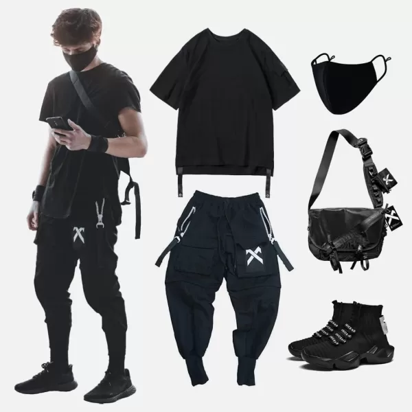 Aelfric Eden Mens Joggers Pants Long MultiPockets Outdoor Fashion Casual Jogging Cool Pant with DrawstringHblack