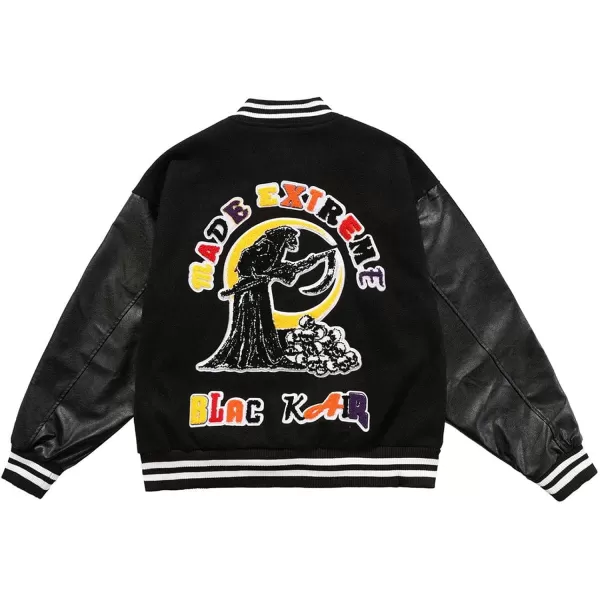 Aelfric Eden Mens Motorcycle Jacket Blackair Moto Varsity Baseball Jacket Women Vintage CoatsBlack