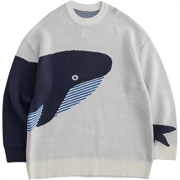 Aelfric Eden Mens Oversized Dinosaur Knit Sweater Vintage Cartoon Pullover Sweater Long Sleeve Christmas Sweater03a04gray