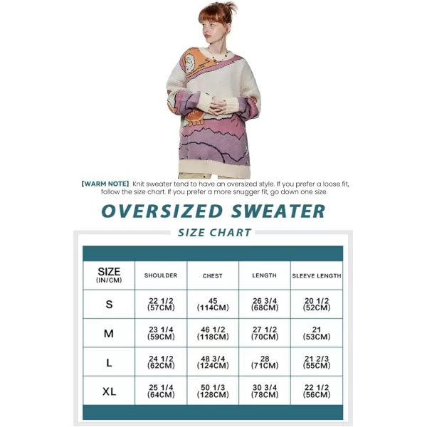 Aelfric Eden Mens Oversized Dinosaur Knit Sweater Vintage Cartoon Pullover Sweater Long Sleeve Christmas SweaterBeige