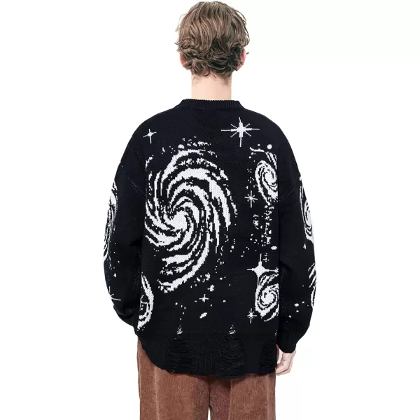 Aelfric Eden Mens Oversized Dinosaur Knit Sweater Vintage Cartoon Pullover Sweater Long Sleeve Christmas SweaterGblack