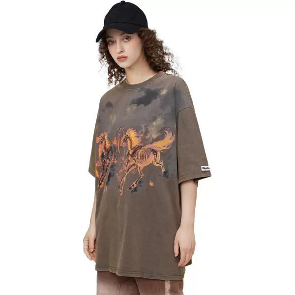 Aelfric Eden Mens Oversized Japanese Harajuku Anime Shirt Unisex Printed Cool TeeH1khaki