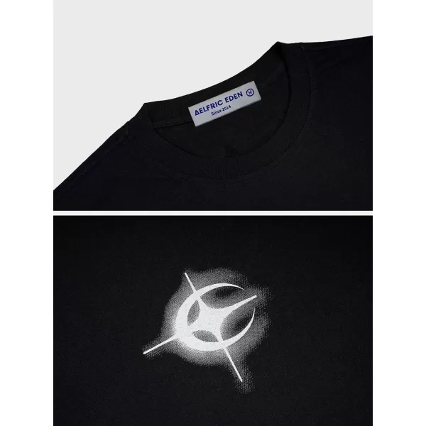 Aelfric Eden Mens Vintage Oversized Tee Shirts Doggy Graphic Print Crewneck Crop Tops Streetwear Cotton Short Sleeve02black