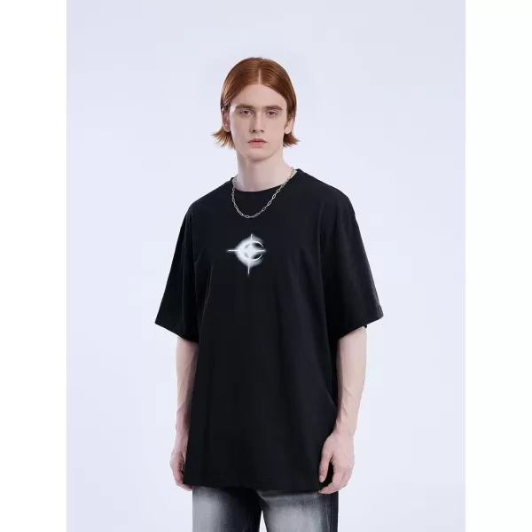 Aelfric Eden Mens Vintage Oversized Tee Shirts Doggy Graphic Print Crewneck Crop Tops Streetwear Cotton Short Sleeve02black