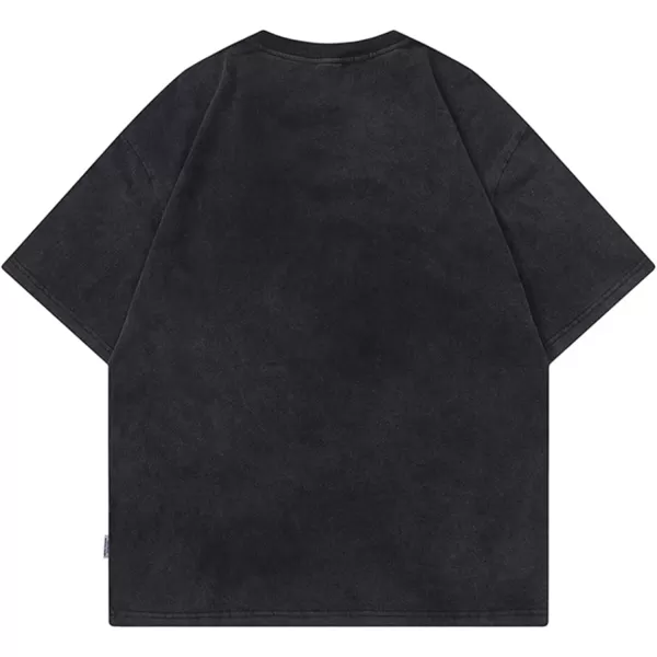 Aelfric Eden Mens Vintage Oversized Tee Shirts Doggy Graphic Print Crewneck Crop Tops Streetwear Cotton Short Sleeve1325black