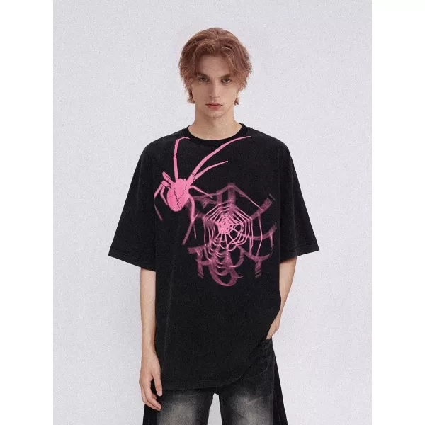 Aelfric Eden Mens Vintage Oversized Tee Shirts Doggy Graphic Print Crewneck Crop Tops Streetwear Cotton Short Sleeve1325black