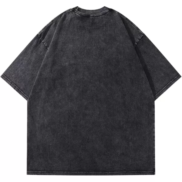 Aelfric Eden Mens Vintage Oversized Tee Shirts Doggy Graphic Print Crewneck Crop Tops Streetwear Cotton Short Sleeve1484black