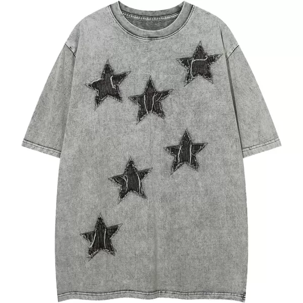 Aelfric Eden Mens Vintage Oversized Tee Shirts Doggy Graphic Print Crewneck Crop Tops Streetwear Cotton Short Sleeve58grey