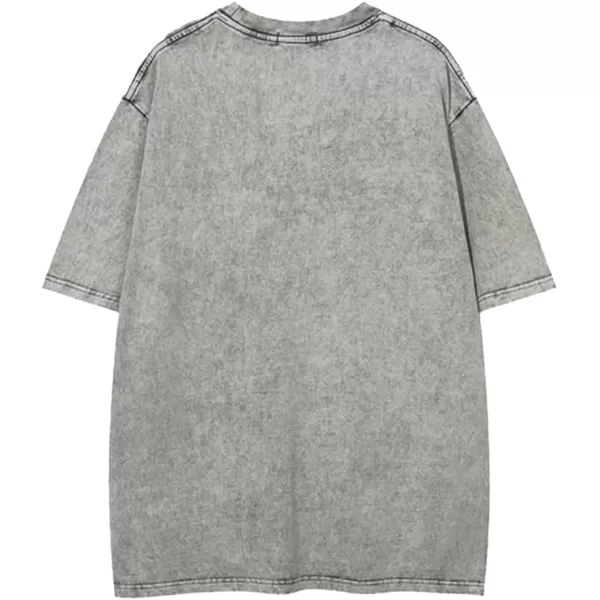 Aelfric Eden Mens Vintage Oversized Tee Shirts Doggy Graphic Print Crewneck Crop Tops Streetwear Cotton Short Sleeve58grey