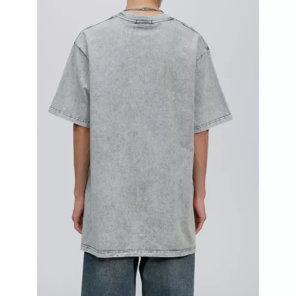 Aelfric Eden Mens Vintage Oversized Tee Shirts Doggy Graphic Print Crewneck Crop Tops Streetwear Cotton Short Sleeve58grey