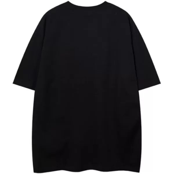 Aelfric Eden Mens Vintage Oversized Tee Shirts Doggy Graphic Print Crewneck Crop Tops Streetwear Cotton Short SleeveAa01black