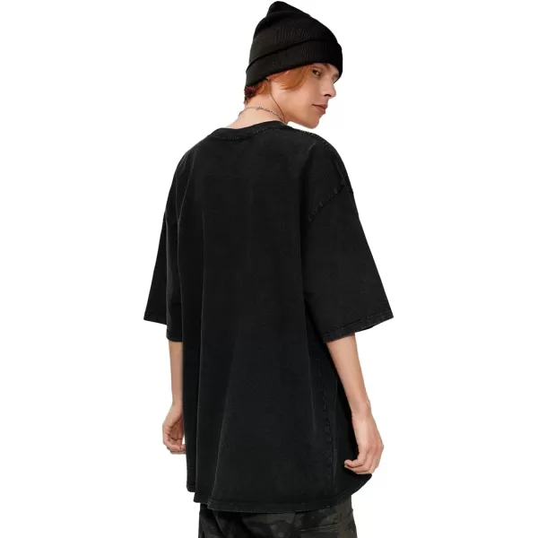 Aelfric Eden Mens Vintage Oversized Tee Shirts Doggy Graphic Print Crewneck Crop Tops Streetwear Cotton Short SleeveBlack19